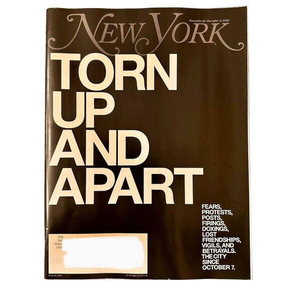 New York Magazine November 20 December 3 2023 Torn Up and Apart City Since Oct 7 - Picture 1 of 1